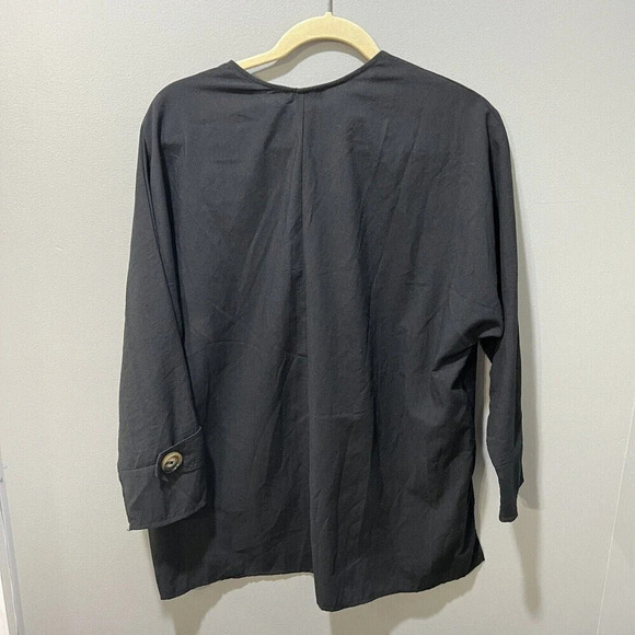 Akoz De Toi Womens Black Lagenlook Tunic Top S Relaxed Boho Cotton Blend Paris - Picture 6 of 7